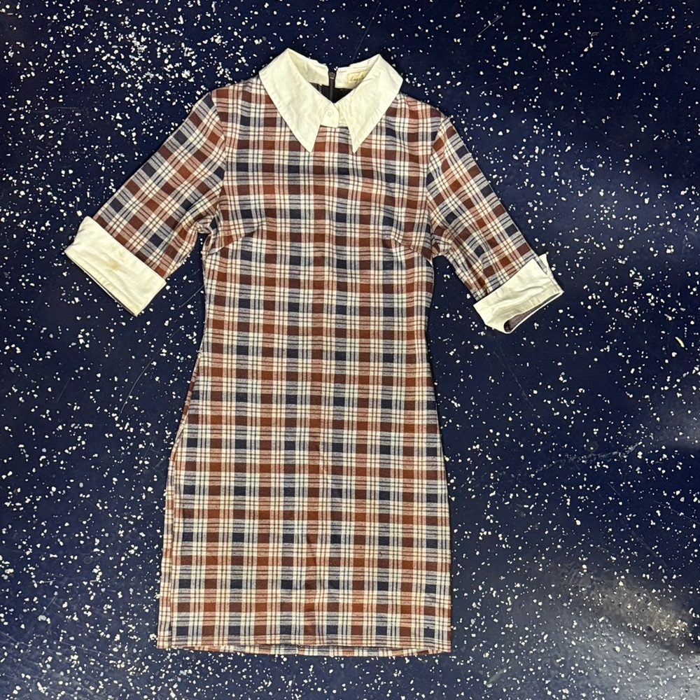 Plaid young miss  Dress with White Collar